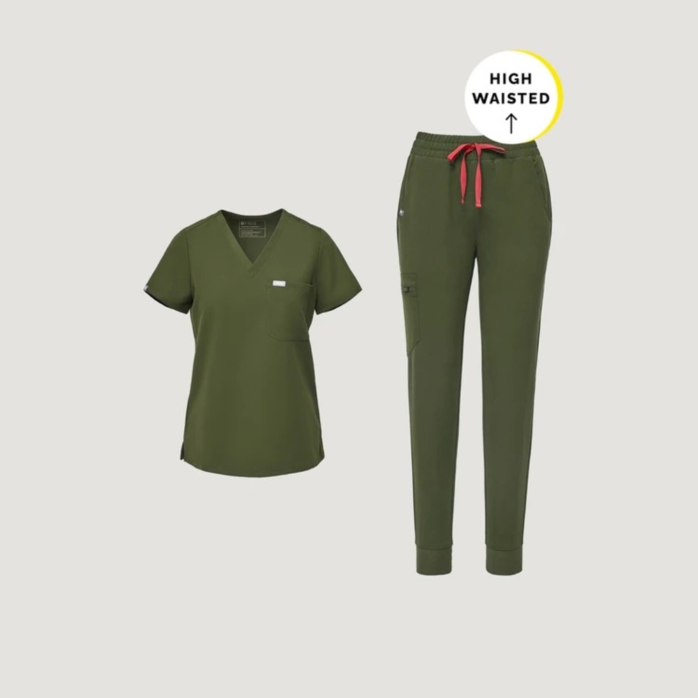 Figs olive green set xxs